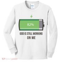 God Is Still Working On Me Battery Loading Kids Long Sleeve Shirt thumb 0