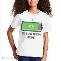 God Is Still Working On Me Battery Loading Kids T-Shirt thumb 2