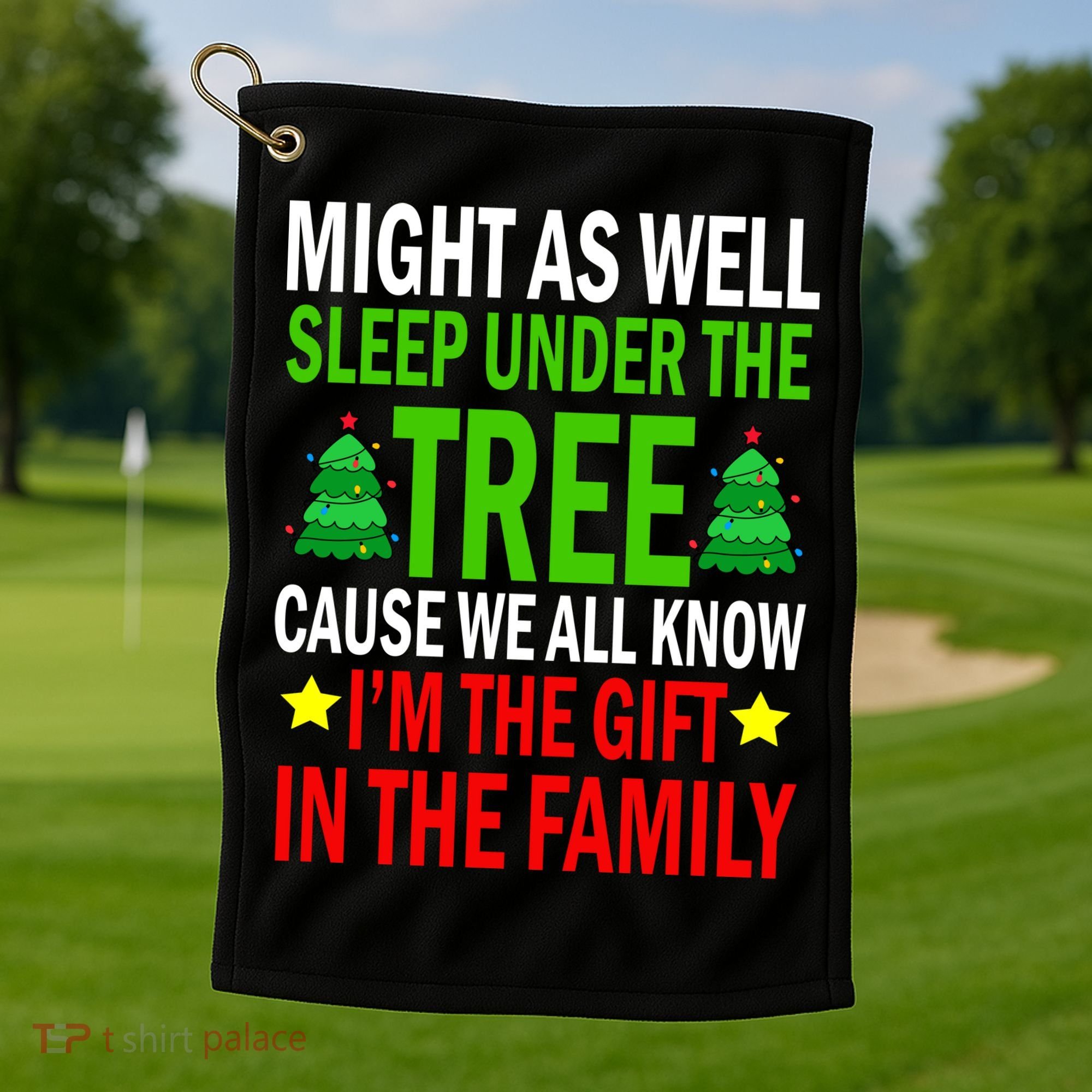 Gift In The Family Funny Christmas Holiday Golf Towel