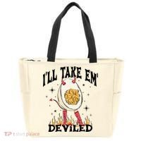 Groovy Ill Take Em Deviled Thanksgiving Funny Egg Tote Bag thumb 0