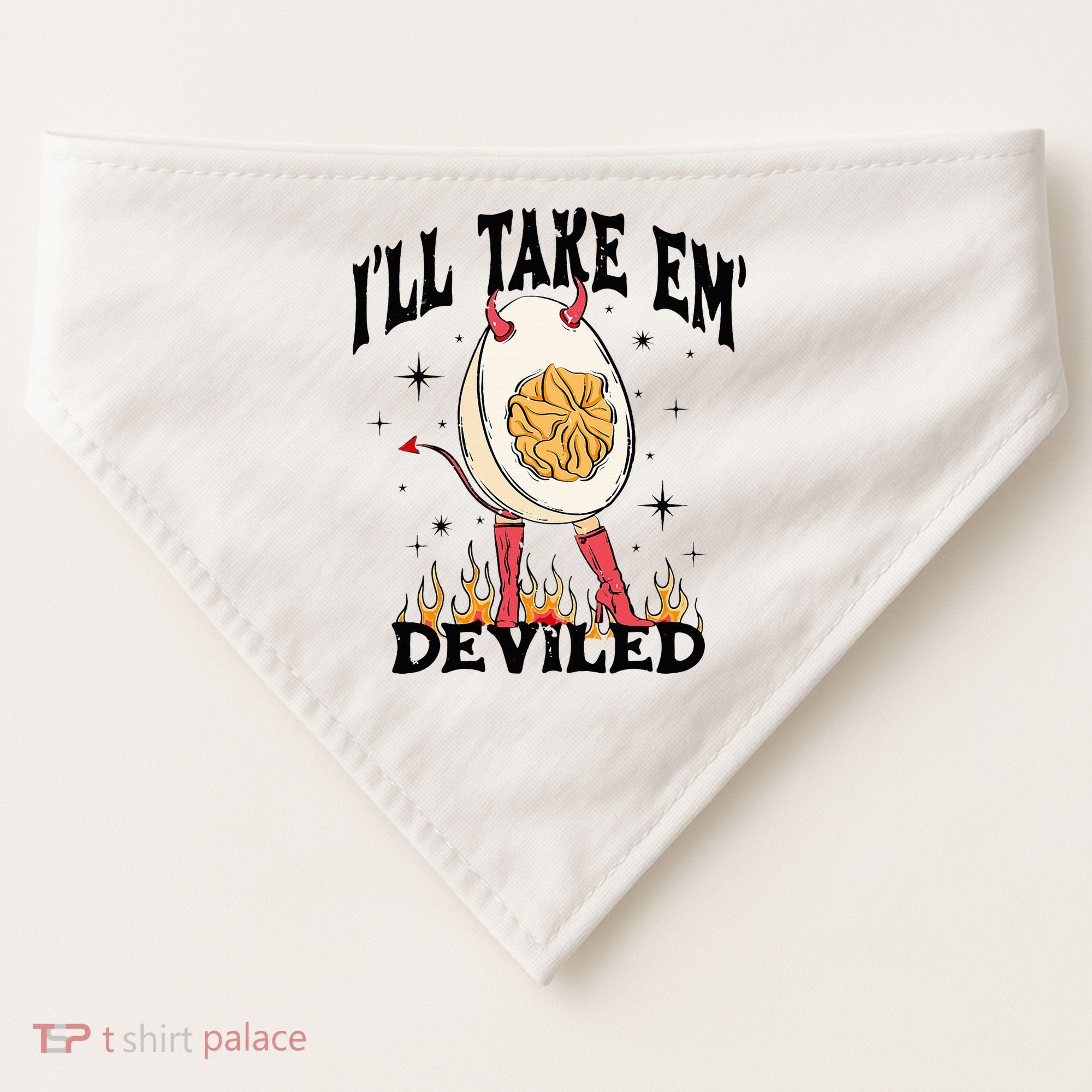 Groovy Ill Take Em Deviled Thanksgiving Funny Egg USA-Made Doggie Bandana