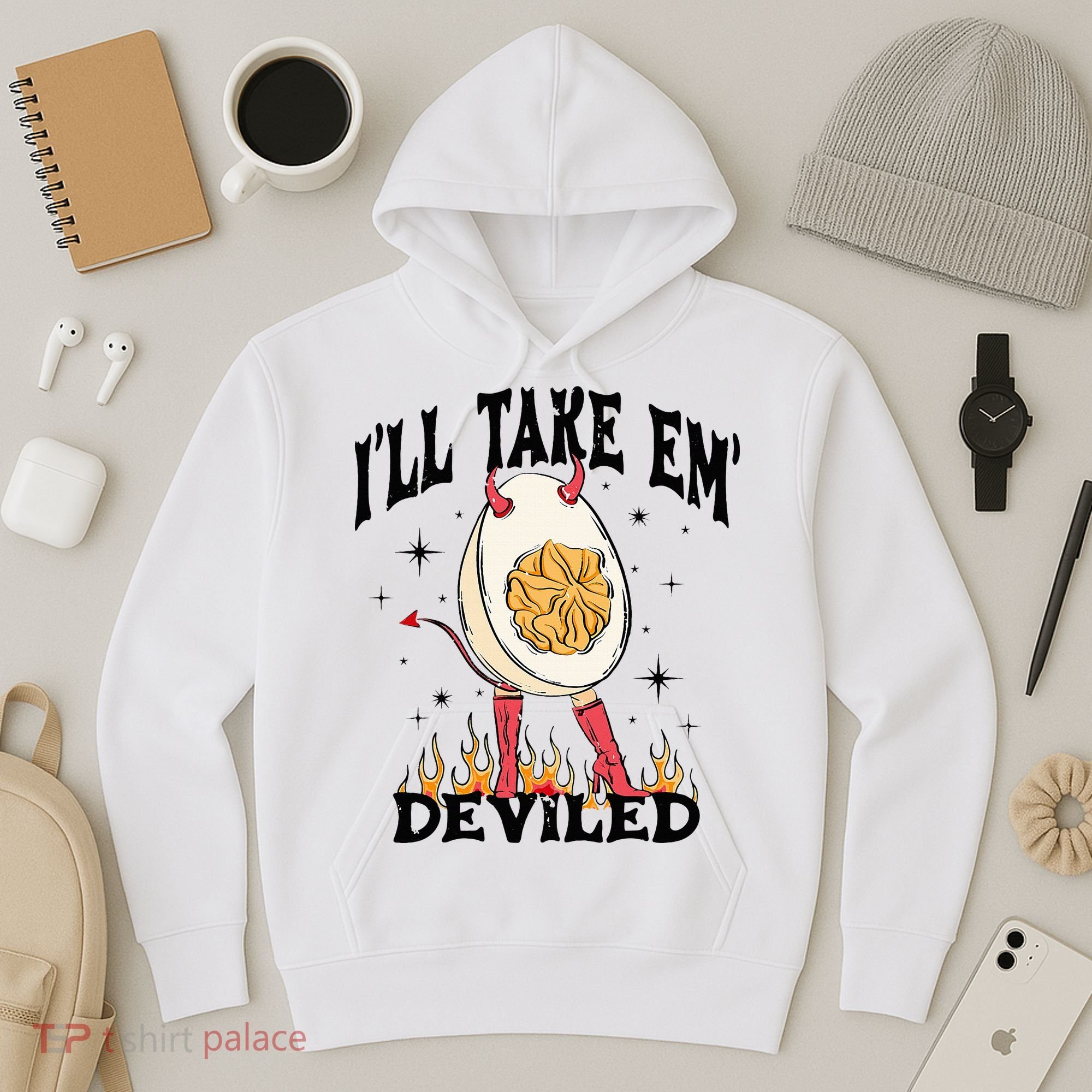 Groovy Ill Take Em Deviled Thanksgiving Funny Egg Hoodie