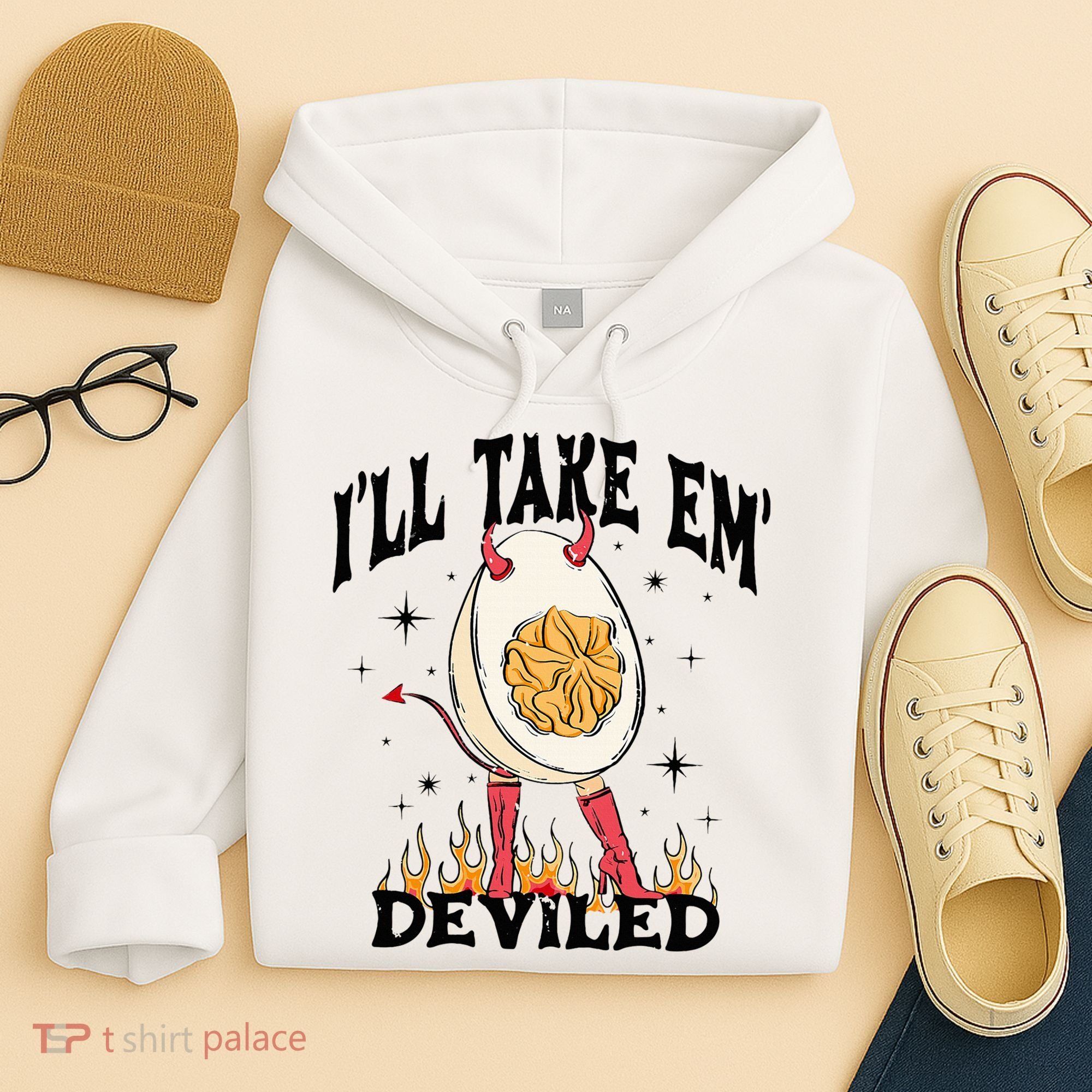 Groovy Ill Take Em Deviled Thanksgiving Funny Egg Hoodie