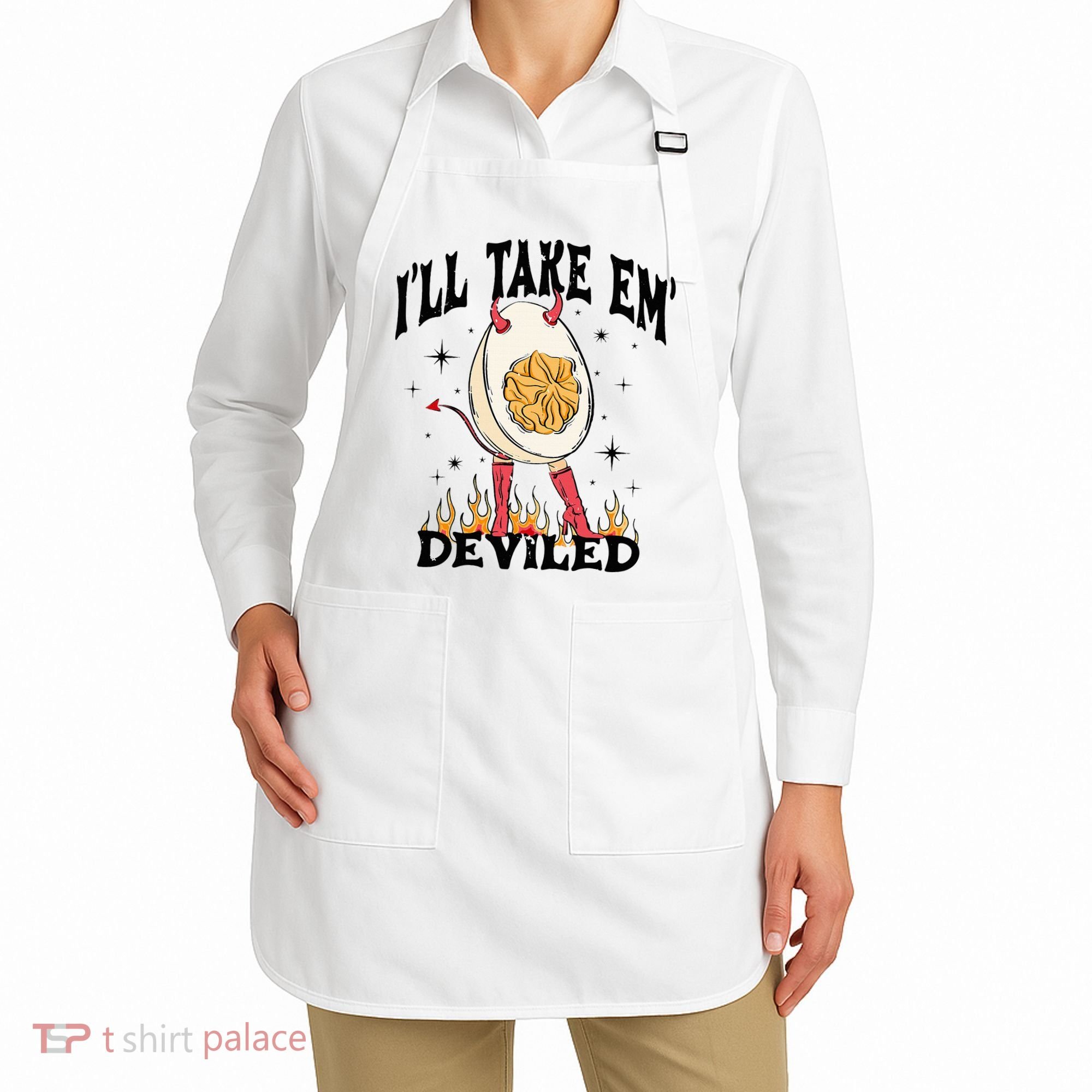 Groovy Ill Take Em Deviled Thanksgiving Funny Egg Apron