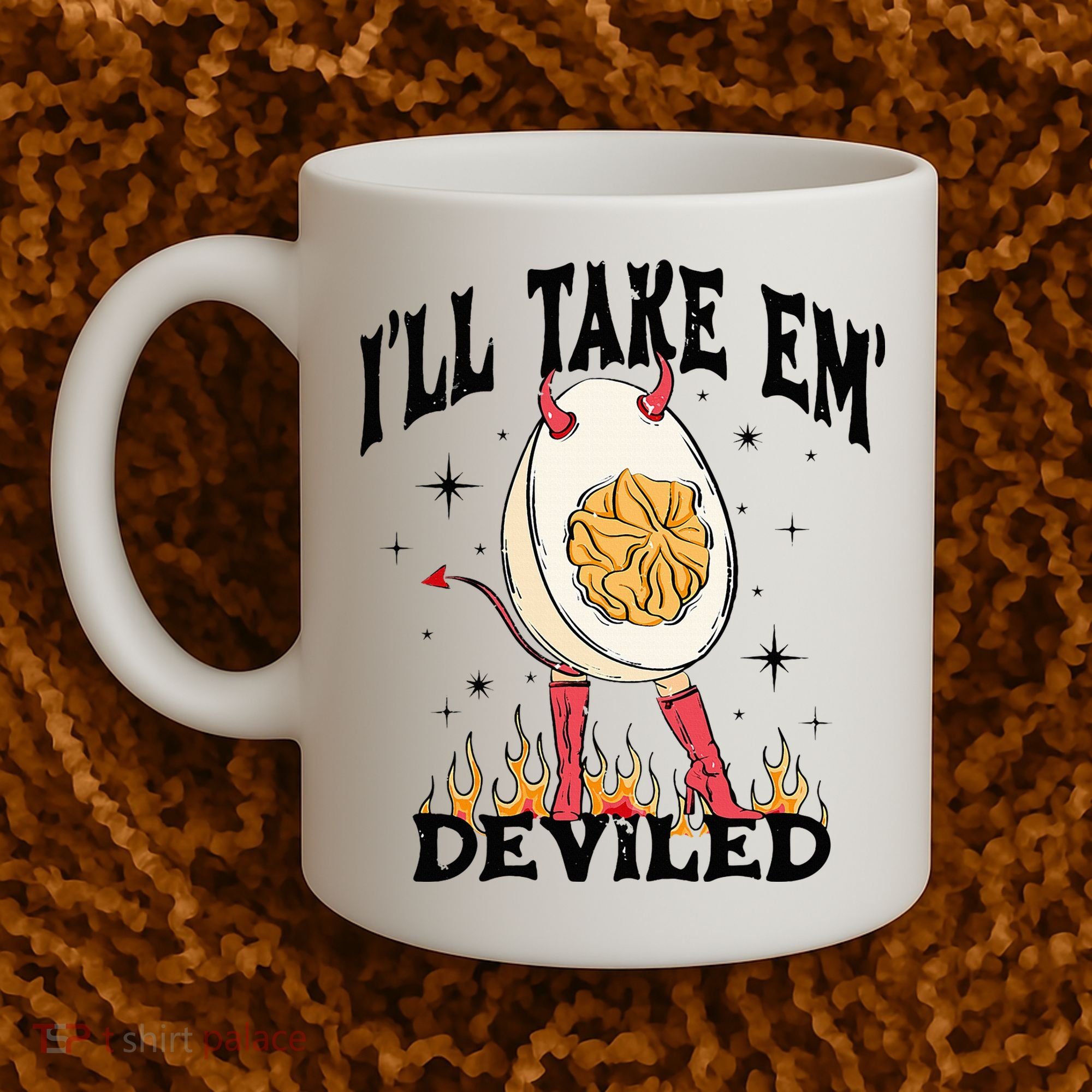 Groovy Ill Take Em Deviled Thanksgiving Funny Egg Coffee Mug