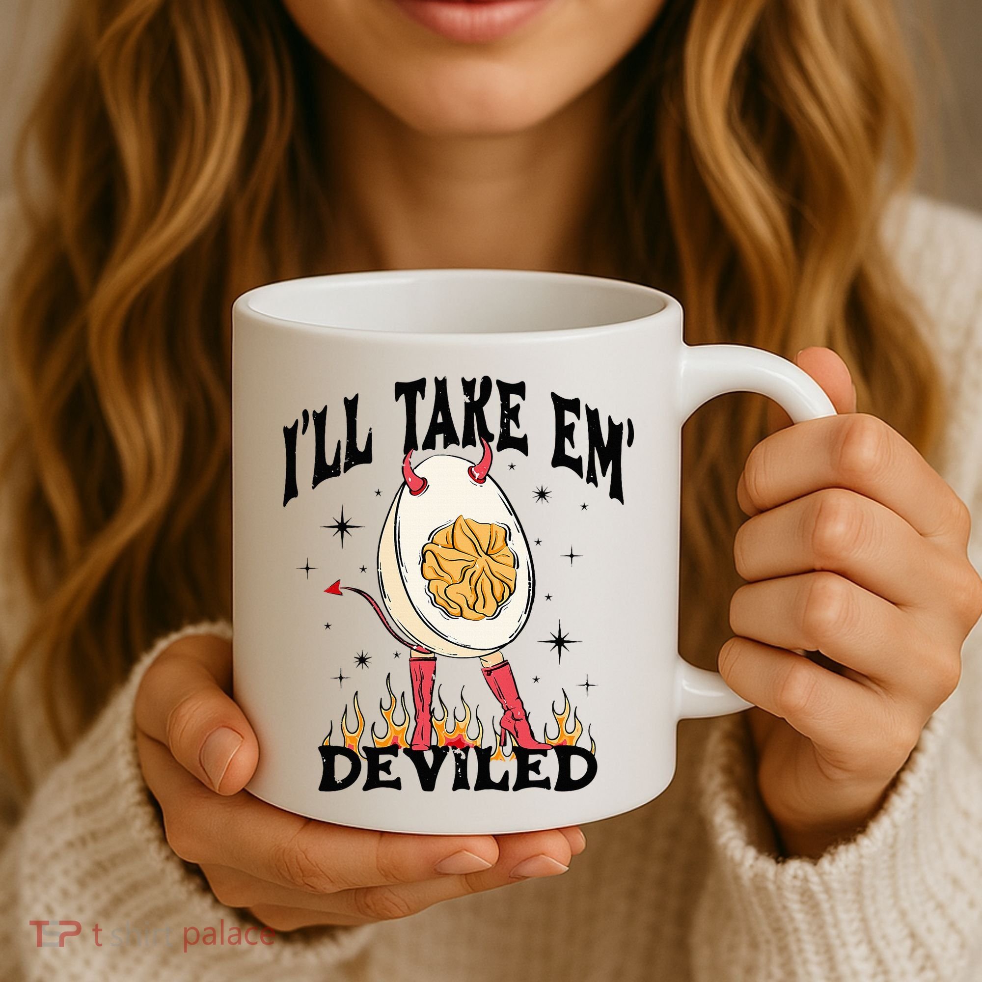 Groovy Ill Take Em Deviled Thanksgiving Funny Egg Coffee Mug