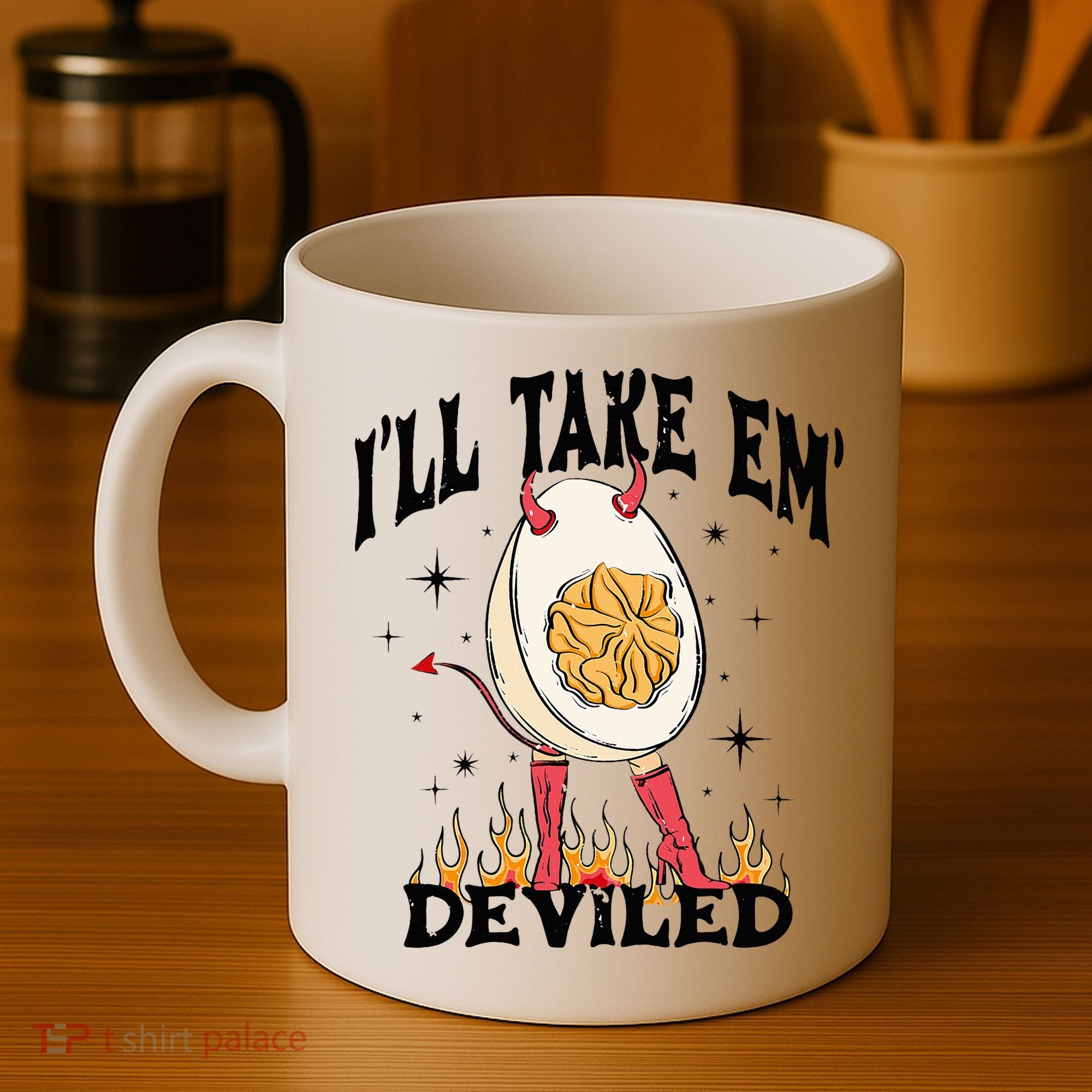 Groovy Ill Take Em Deviled Thanksgiving Funny Egg Coffee Mug