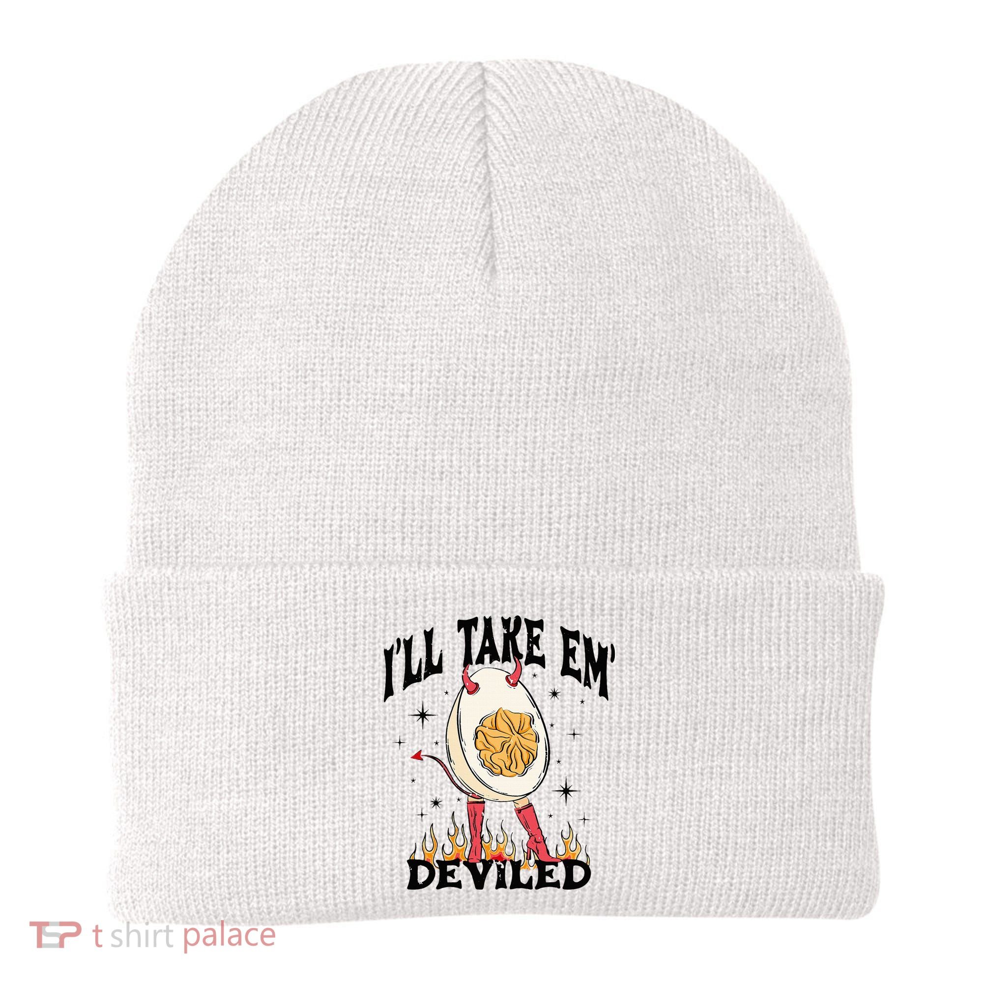 Groovy Ill Take Em Deviled Thanksgiving Funny Egg Beanie