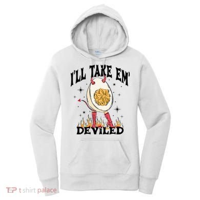 Groovy Ill Take Em Deviled Thanksgiving Funny Egg Women's Hoodie