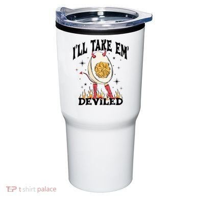 Groovy Ill Take Em Deviled Thanksgiving Funny Egg Tumbler
