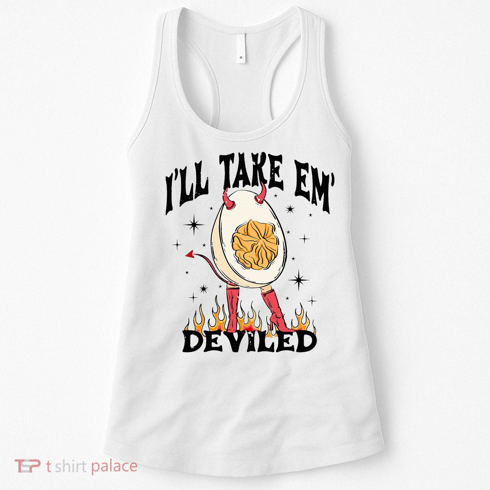 Groovy Ill Take Em Deviled Thanksgiving Funny Egg Women's Tank Top