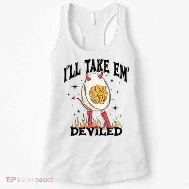 Groovy Ill Take Em Deviled Thanksgiving Funny Egg Women's Tank Top