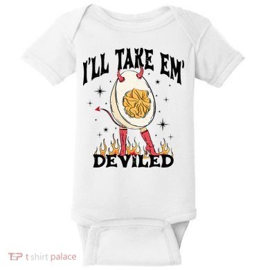 Groovy Ill Take Em Deviled Thanksgiving Funny Egg Baby Bodysuit