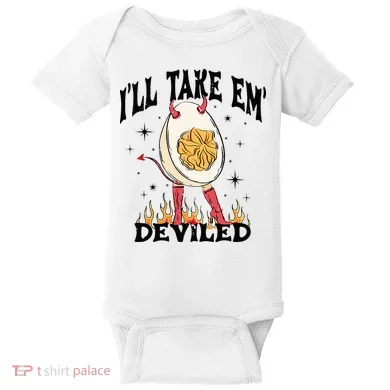 Groovy Ill Take Em Deviled Thanksgiving Funny Egg Baby Bodysuit