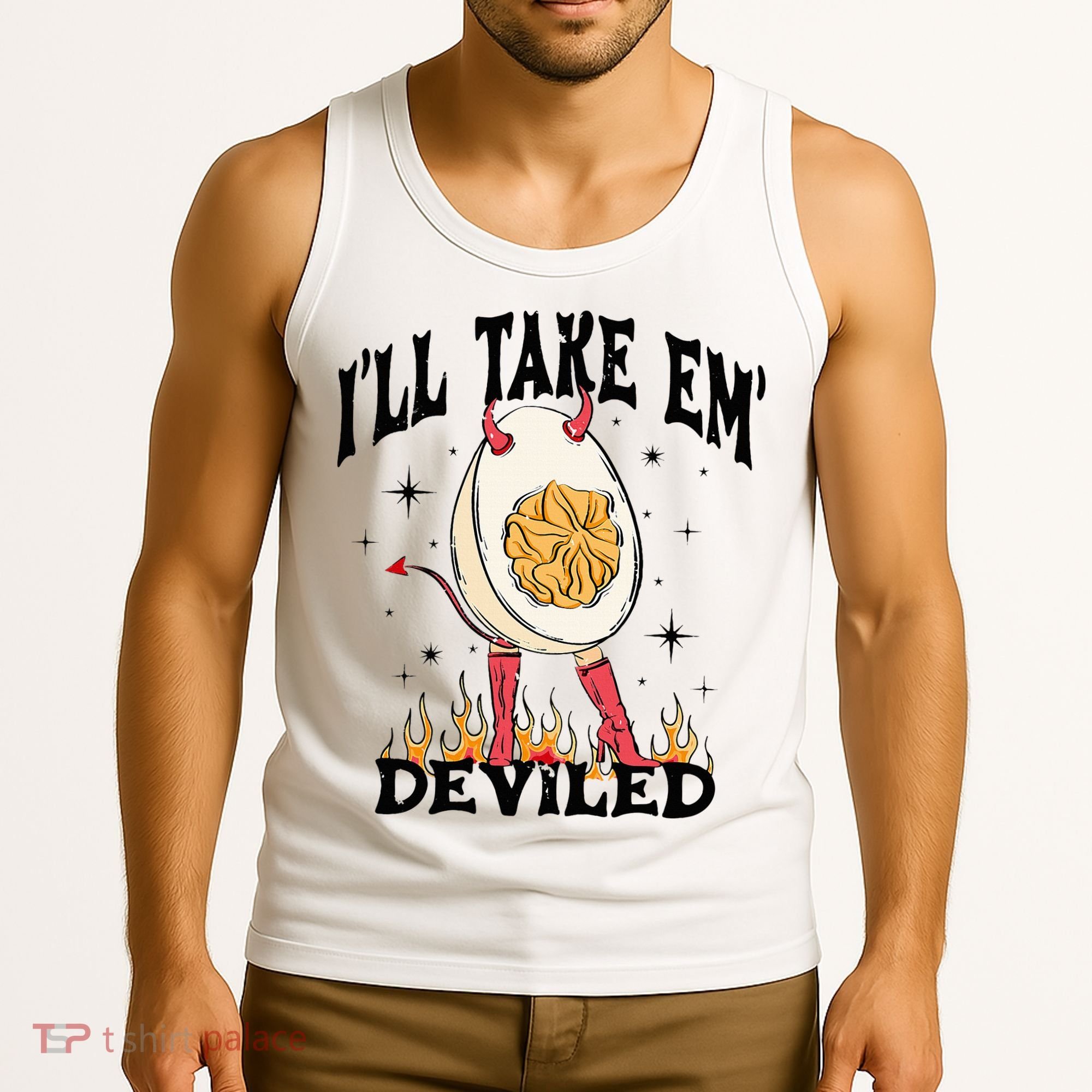 Groovy Ill Take Em Deviled Thanksgiving Funny Egg Tank Top