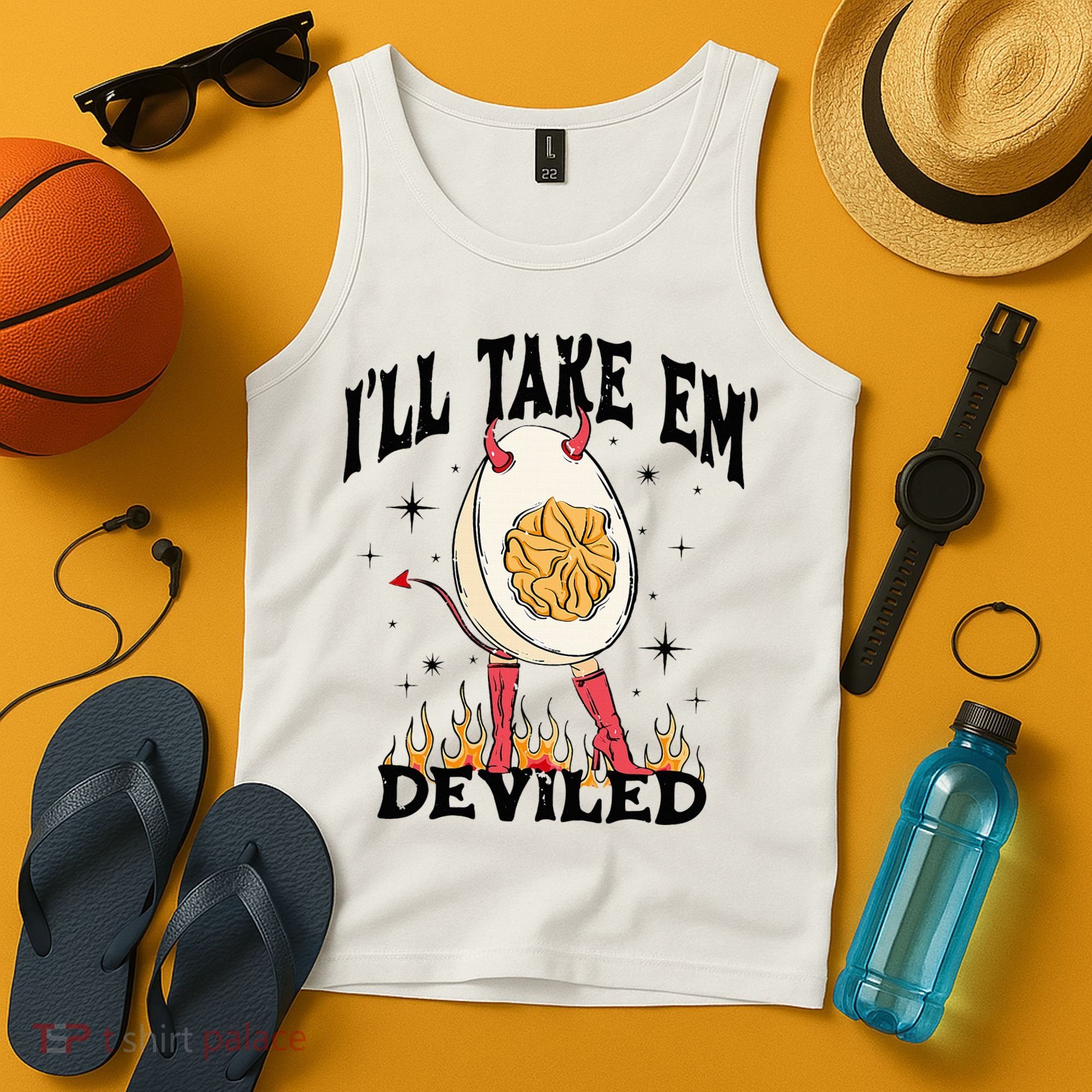 Groovy Ill Take Em Deviled Thanksgiving Funny Egg Tank Top