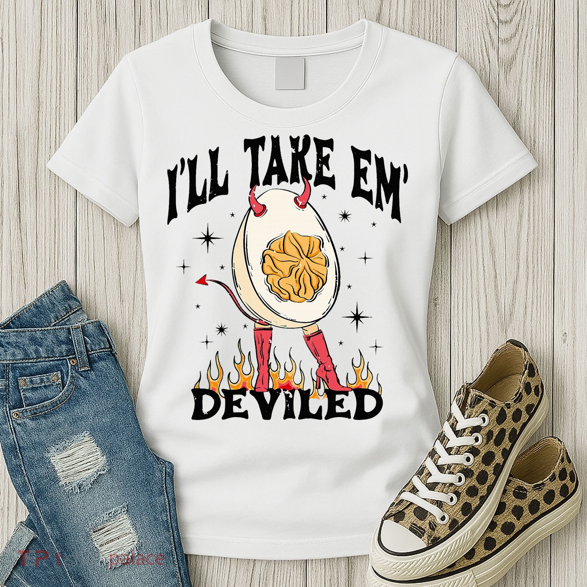 Groovy Ill Take Em Deviled Thanksgiving Funny Egg Women's T-Shirt
