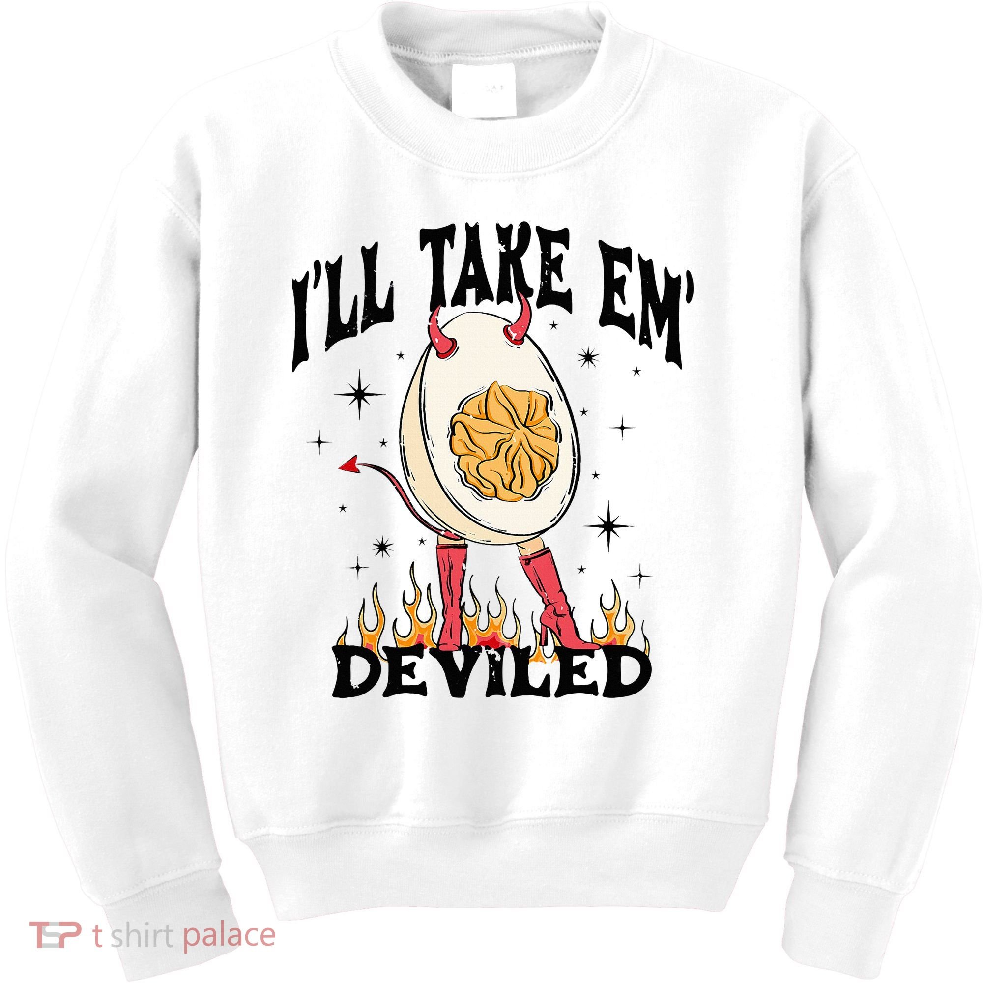 Groovy Ill Take Em Deviled Thanksgiving Funny Egg Kids Sweatshirt