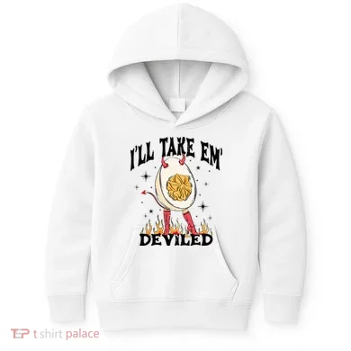 Groovy Ill Take Em Deviled Thanksgiving Funny Egg Kids Hoodie