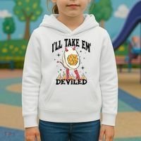 Groovy Ill Take Em Deviled Thanksgiving Funny Egg Kids Hoodie thumb 3