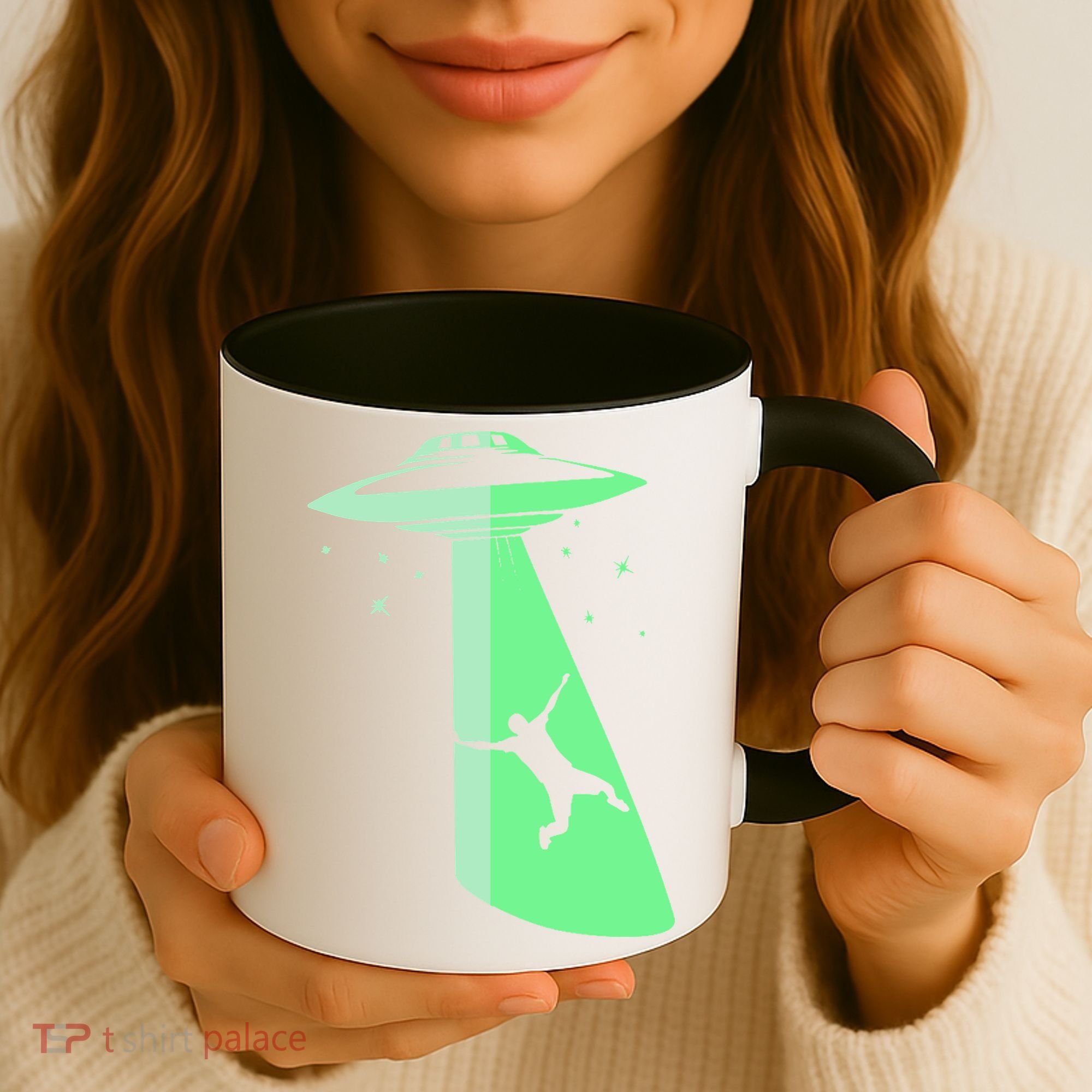 Glow In The Dark Ufo Abduction Night Sci Fi Alien Space Gift Birthday Science Coffee Mug