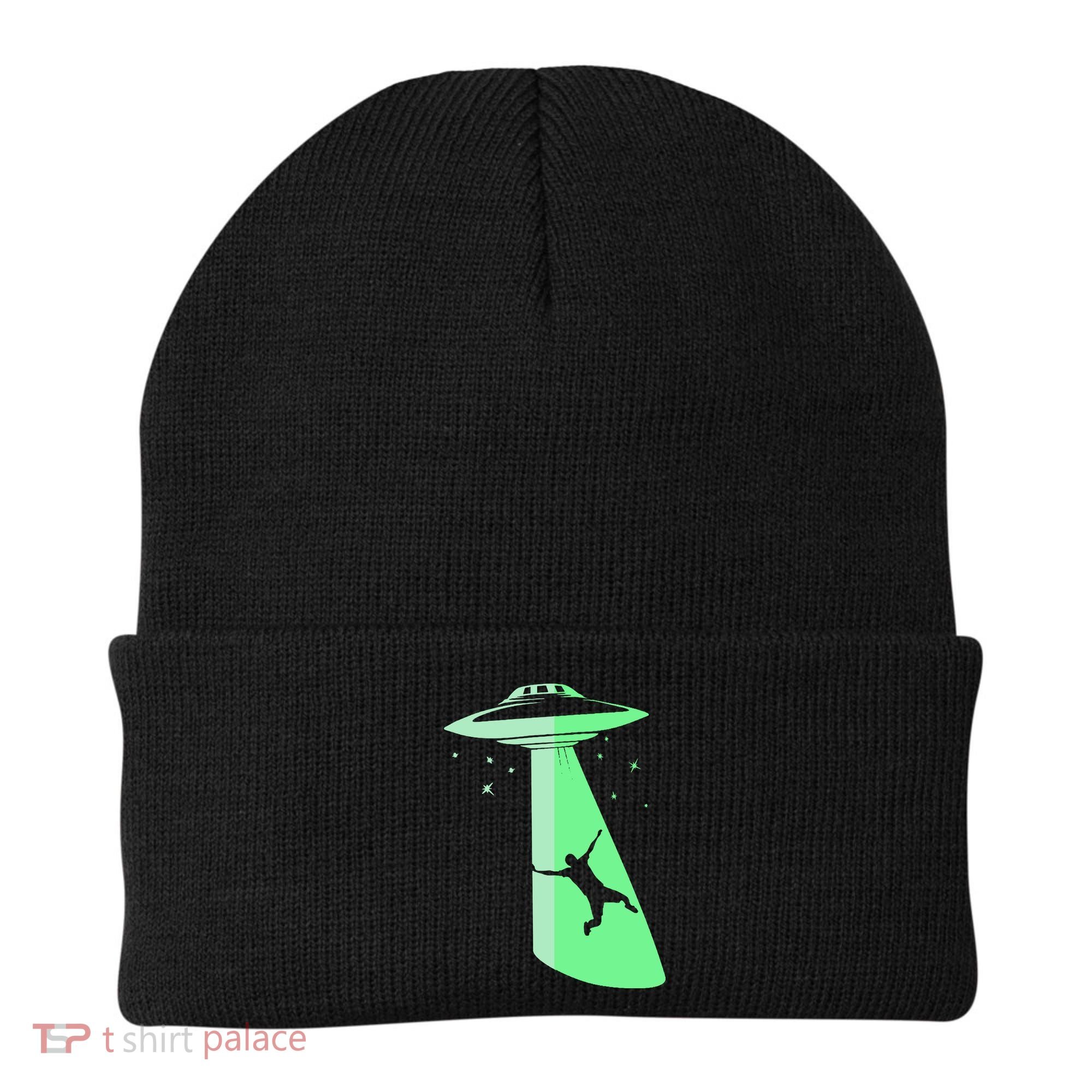 Glow In The Dark Ufo Abduction Night Sci Fi Alien Space Gift Birthday Science Beanie