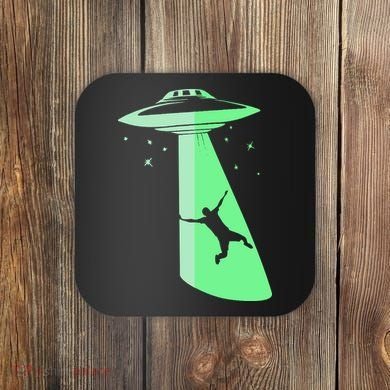 Glow In The Dark Ufo Abduction Night Sci Fi Alien Space Gift Birthday Science Coaster
