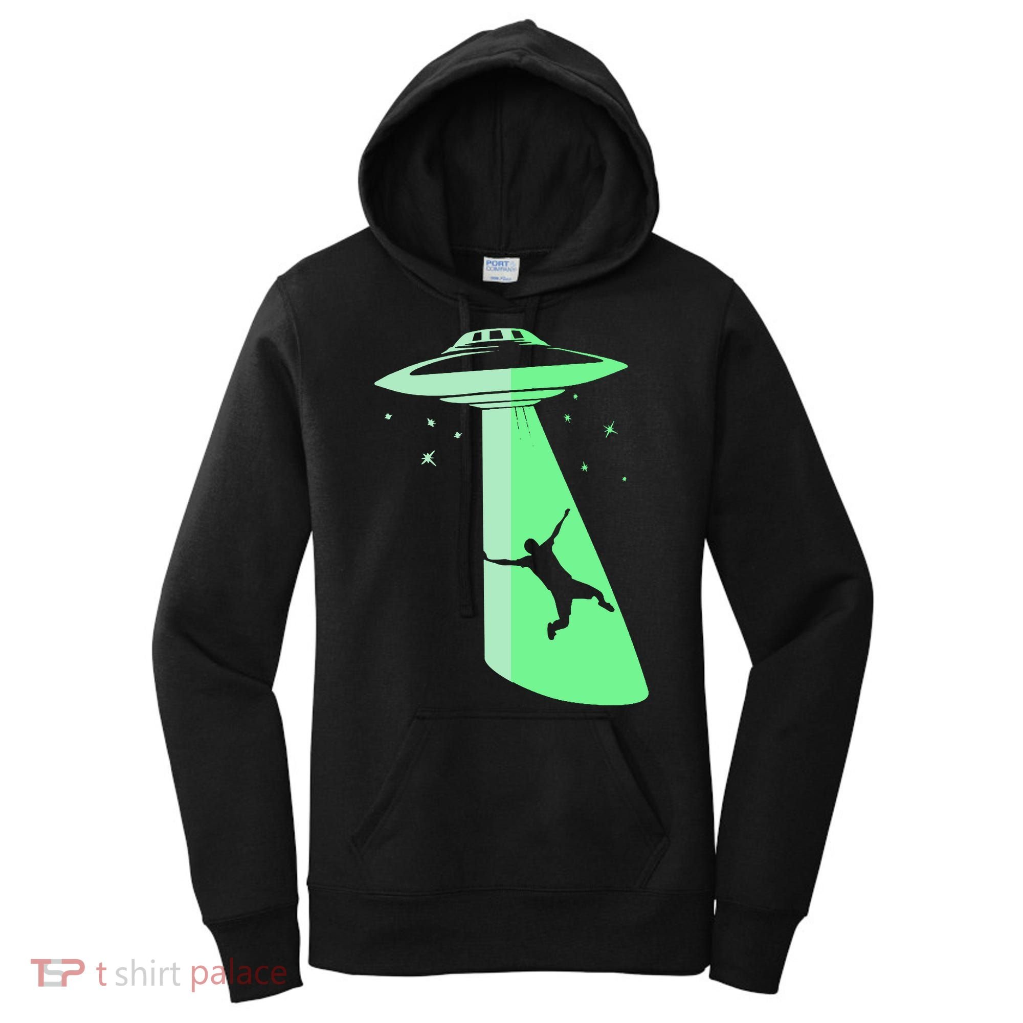 Glow In The Dark Ufo Abduction Night Sci Fi Alien Space Gift Birthday Science Women's Hoodie