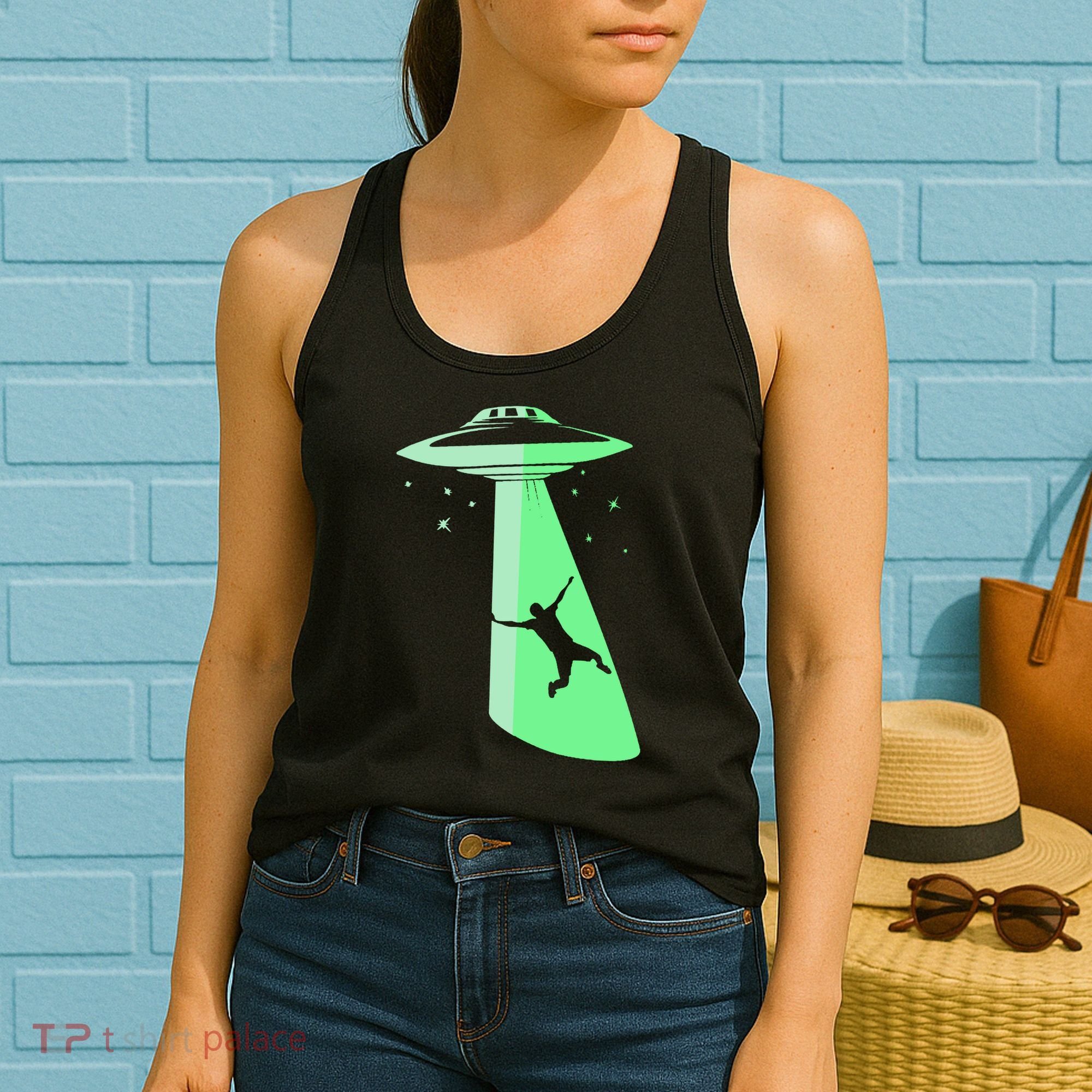 Glow In The Dark Ufo Abduction Night Sci Fi Alien Space Gift Birthday Science Women's Tank Top