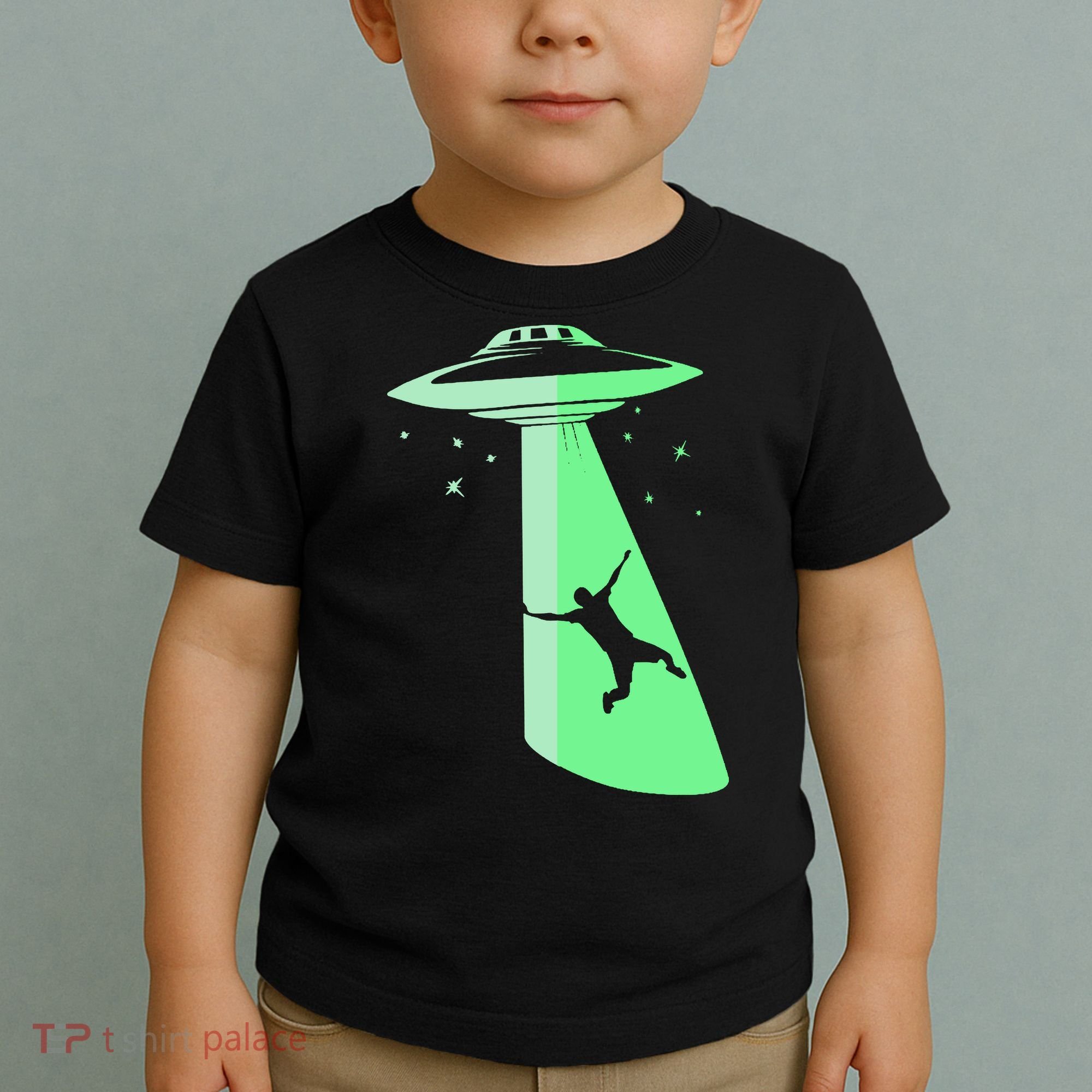 Glow In The Dark Ufo Abduction Night Sci Fi Alien Space Gift Birthday Science Toddler T-Shirt