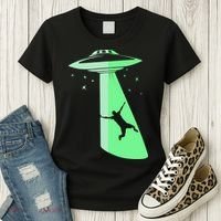 Glow In The Dark Ufo Abduction Night Sci Fi Alien Space Gift Birthday Science Women's T-Shirt thumb 3