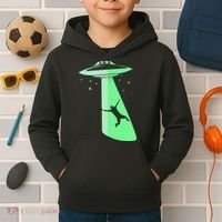 Glow In The Dark Ufo Abduction Night Sci Fi Alien Space Gift Birthday Science Kids Hoodie thumb 2