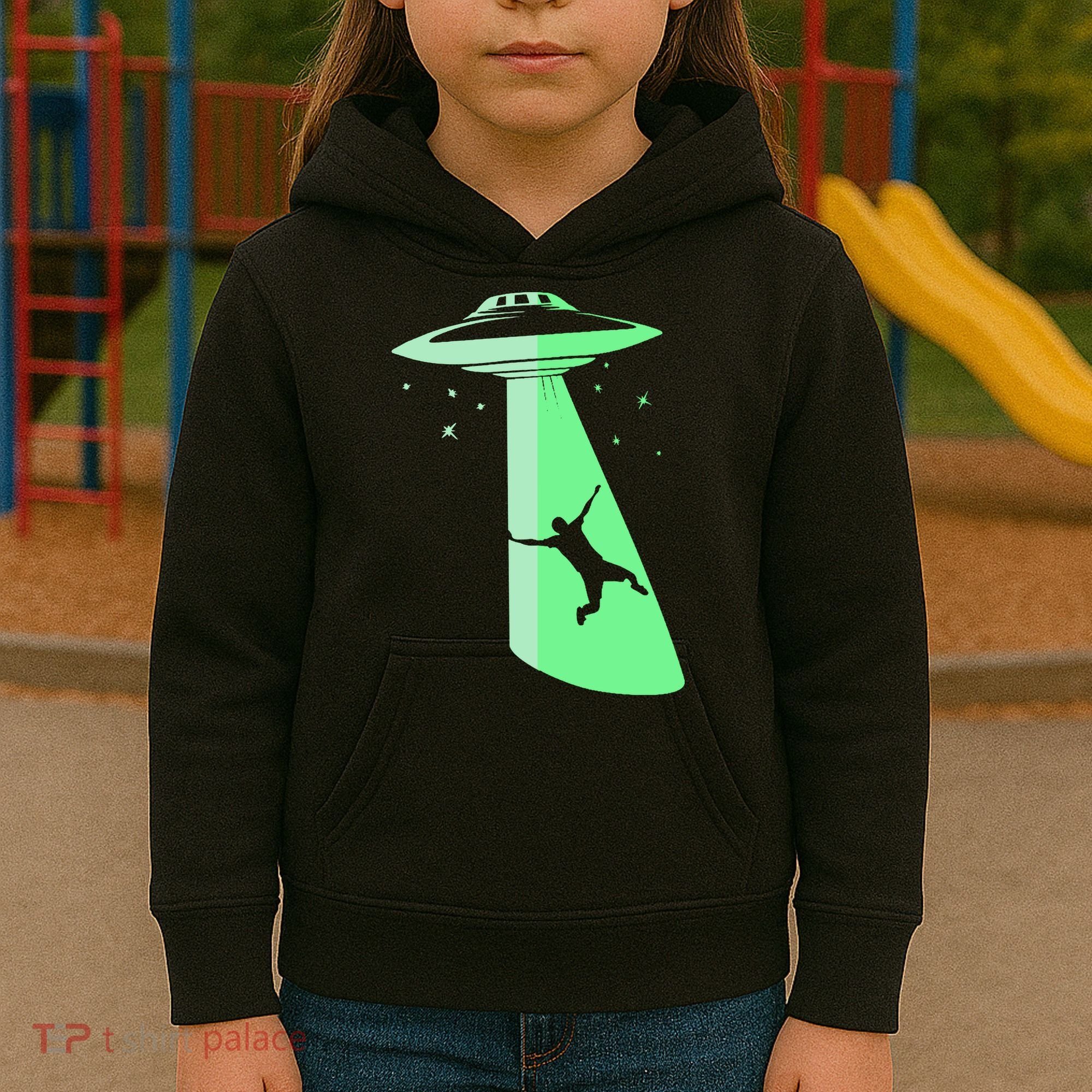 Glow In The Dark Ufo Abduction Night Sci Fi Alien Space Gift Birthday Science Kids Hoodie