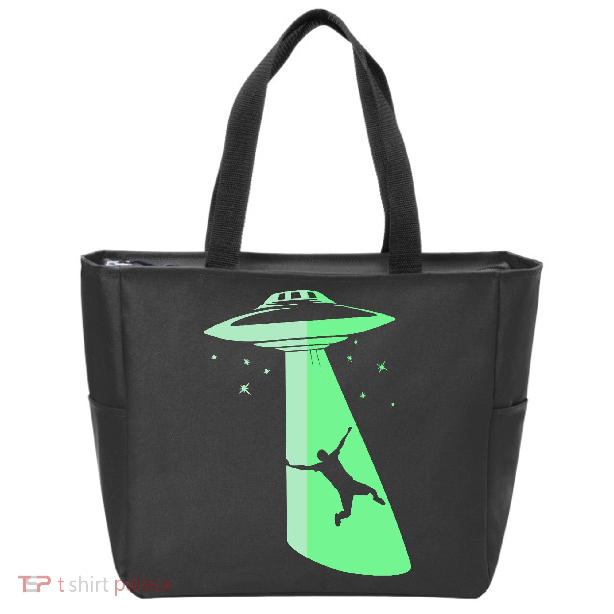 Glow In The Dark Ufo Abduction Night Sci Fi Alien Space Gift Birthday Science Tote Bag