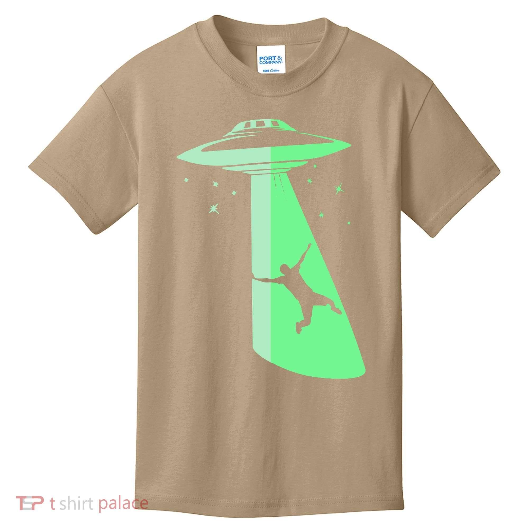 Glow In The Dark Ufo Abduction Night Sci Fi Alien Space Gift Birthday Science Kids T-Shirt