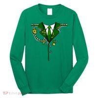 Green Irish Tux St. Patrick's Day Costume Long Sleeve Shirt thumb 0
