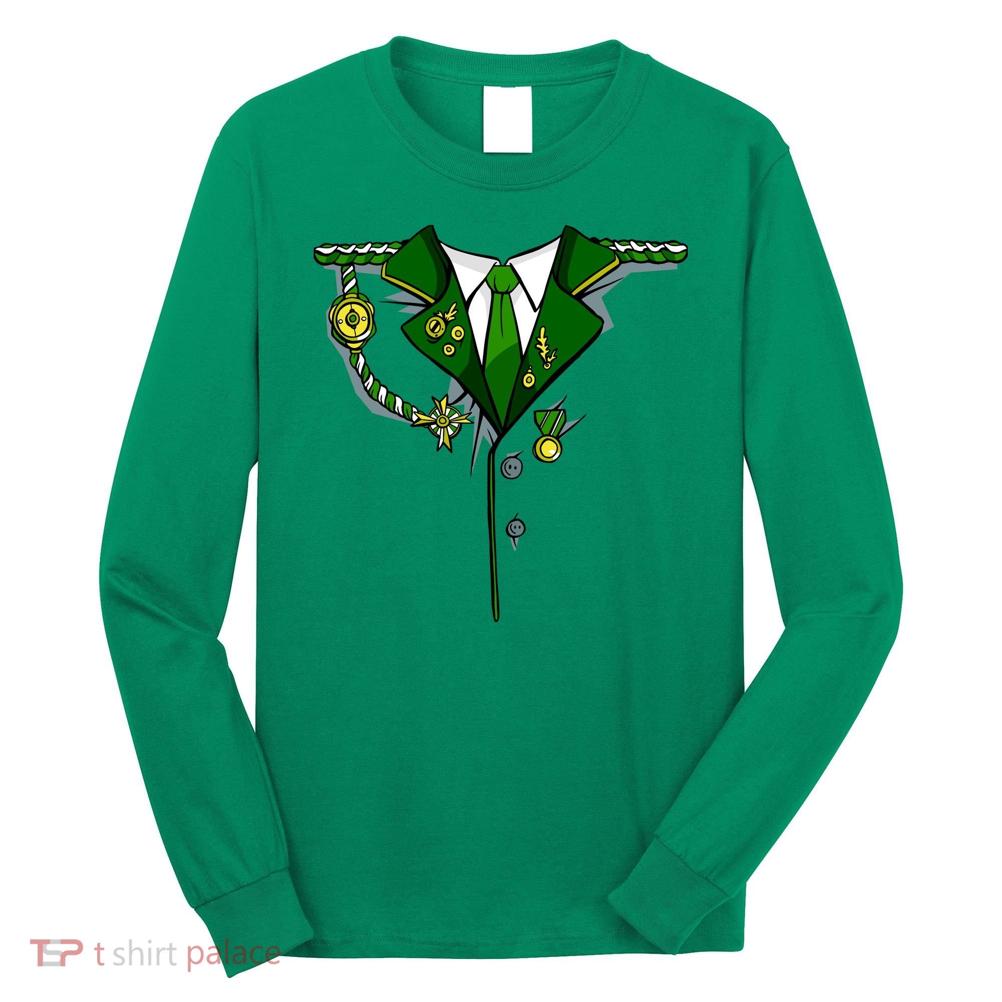 Green Irish Tux St. Patrick's Day Costume Long Sleeve Shirt