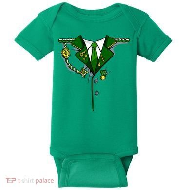 Green Irish Tux St. Patrick's Day Costume Baby Bodysuit
