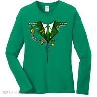 Green Irish Tux St. Patrick's Day Costume Women's Long Sleeve Shirt thumb 0