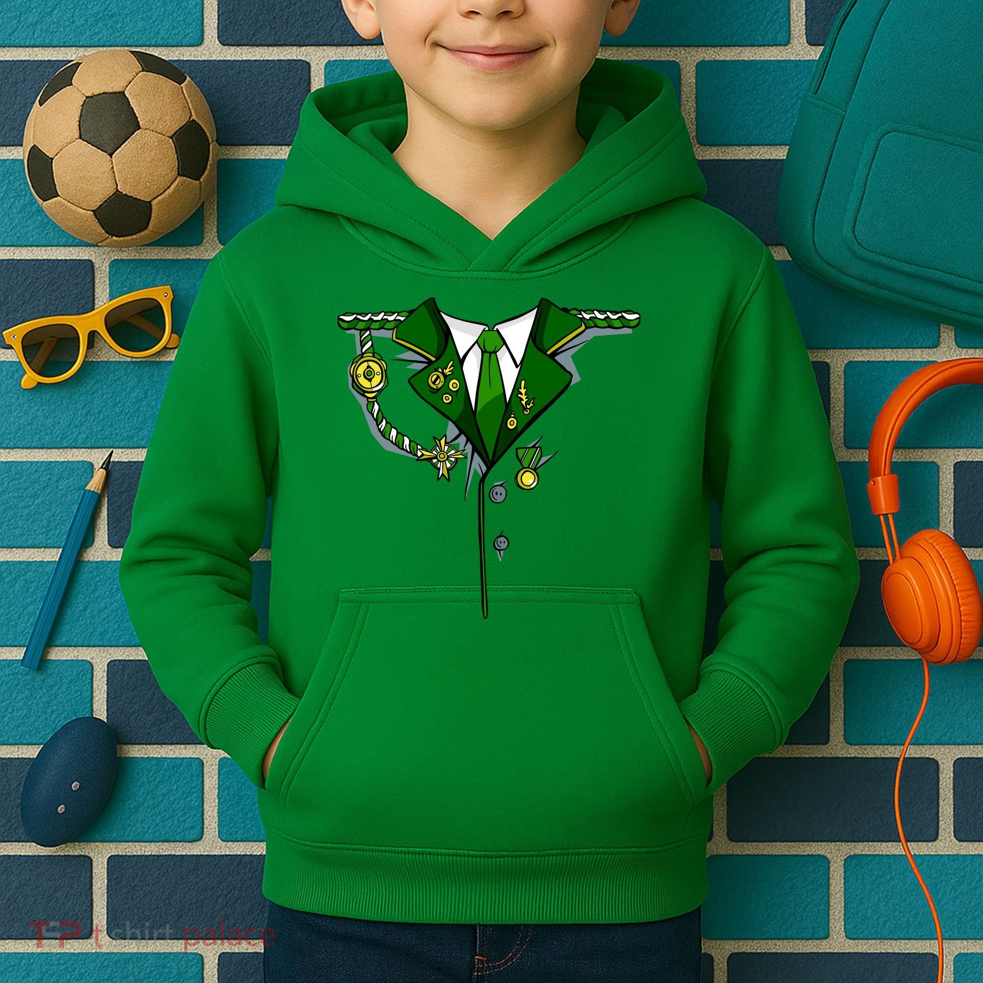 Green Irish Tux St. Patrick's Day Costume Kids Hoodie