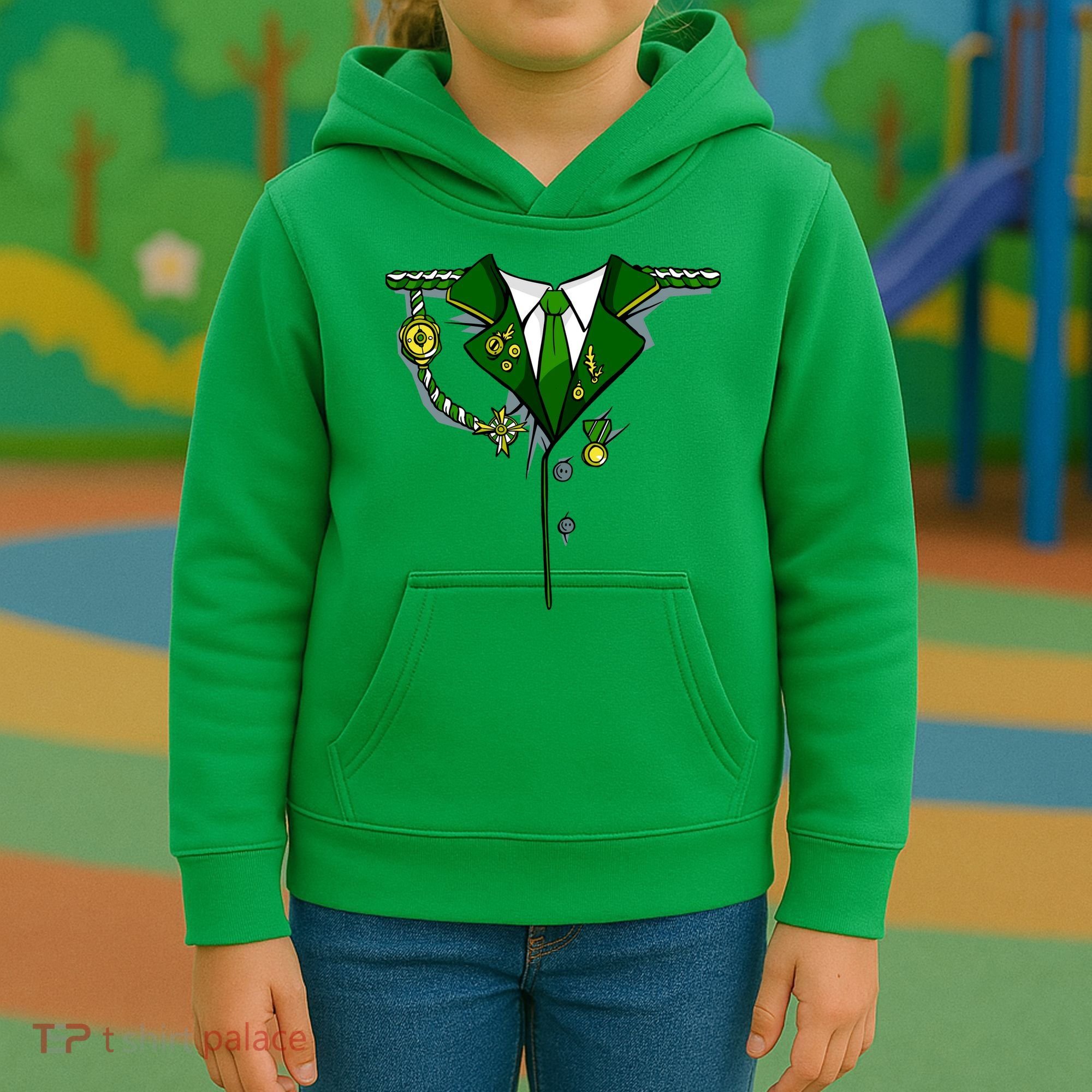 Green Irish Tux St. Patrick's Day Costume Kids Hoodie