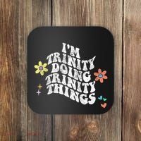 Groovy Im Trinity Doing Trinity Things Funny MotherS Day Coaster thumb 0
