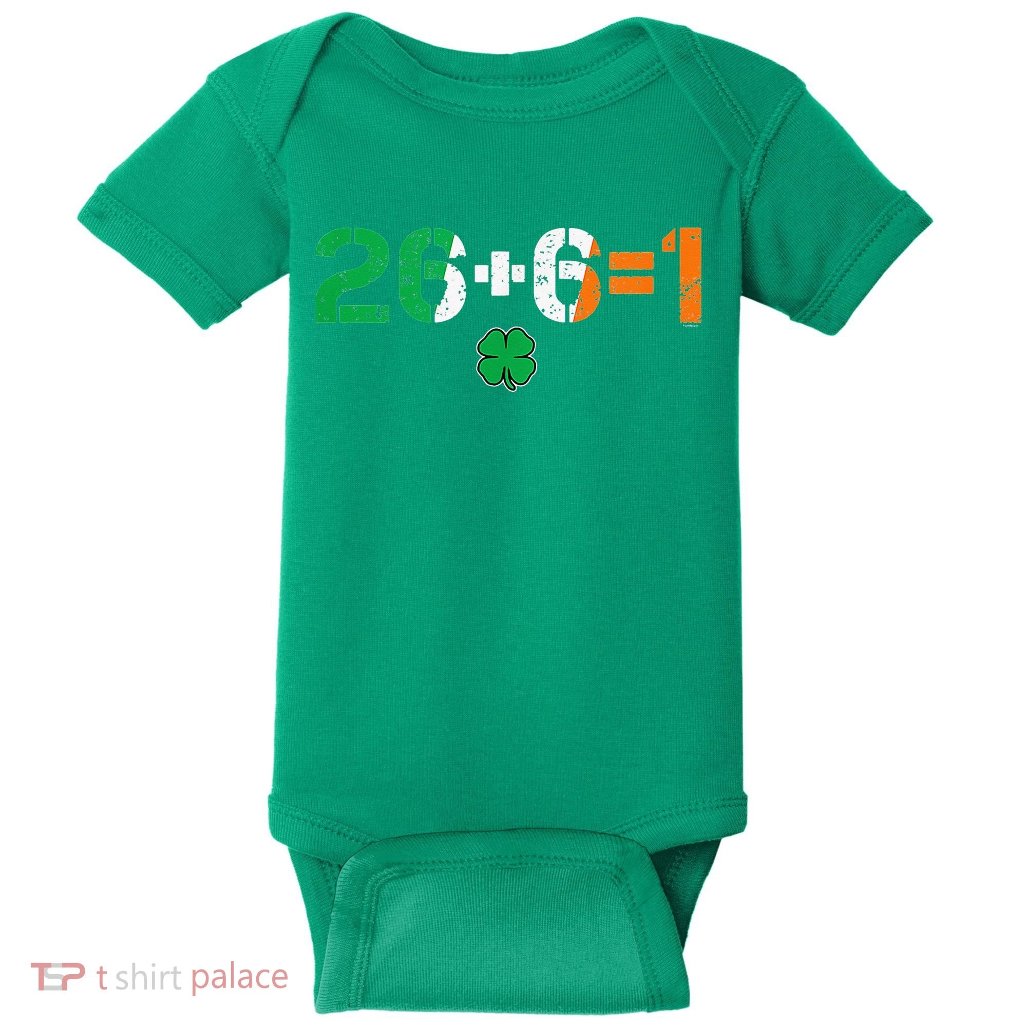 Green Irish Unity 26 + 6 = 1 St Paddys Day Ireland Baby Bodysuit