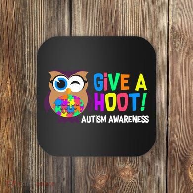Give A Hoot Autism Awareness Coaster