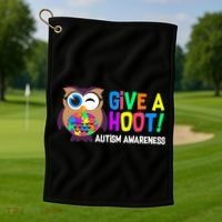 Give A Hoot Autism Awareness Golf Towel thumb 1