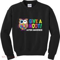 Give A Hoot Autism Awareness Kids Sweatshirt thumb 0