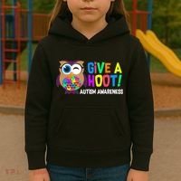 Give A Hoot Autism Awareness Kids Hoodie thumb 3