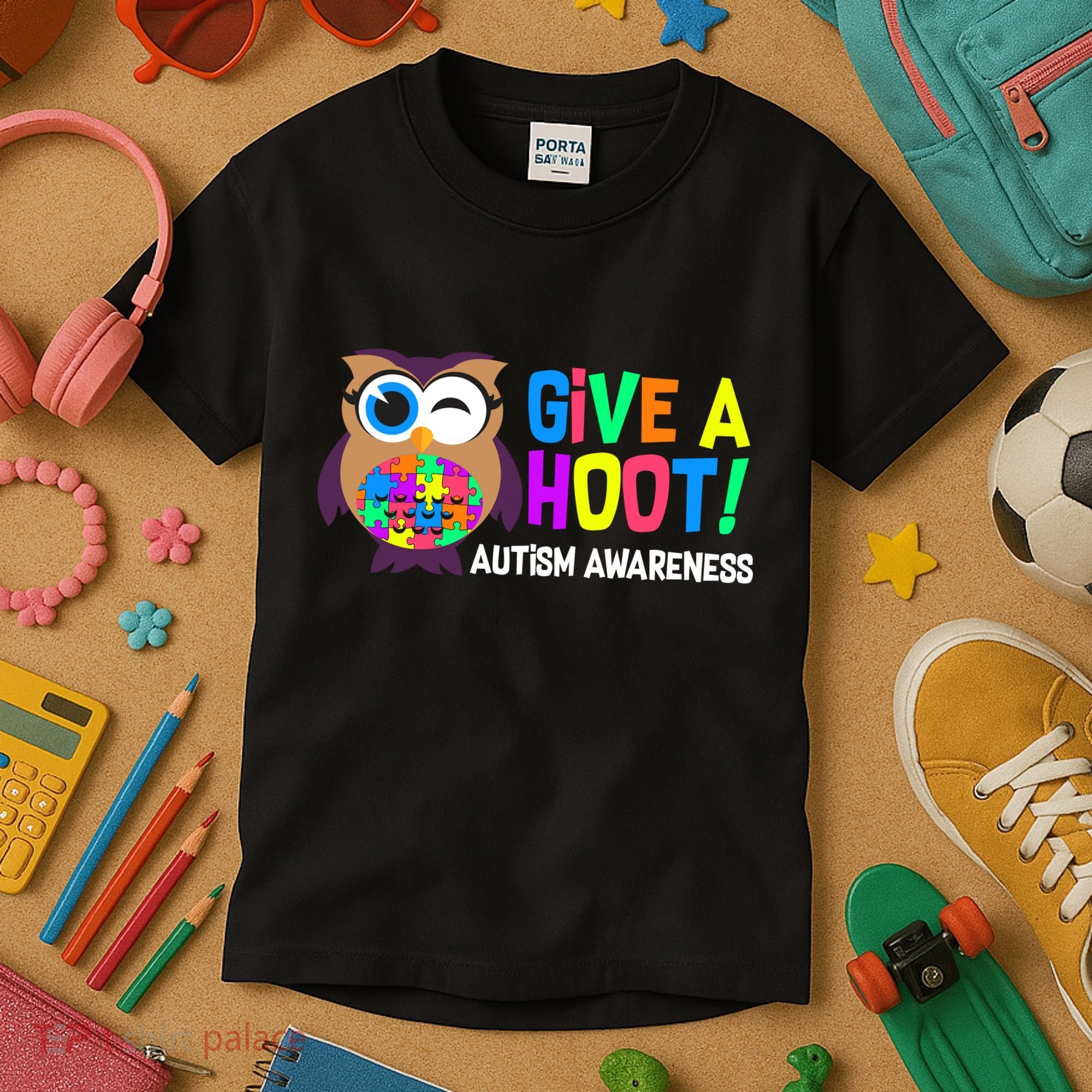 Give A Hoot Autism Awareness Kids T-Shirt