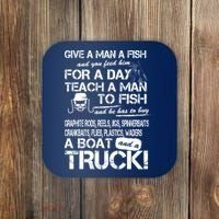 Give A Man A Fish A Boat And A Truck Coaster thumb 0