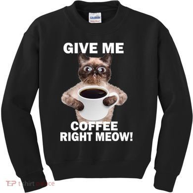 Give Me Coffee Right Meow Kids Sweatshirt
